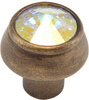 Caché round knob with an 18mm rivoli Swarovski Aurore Boreale Crystal 877-3AB