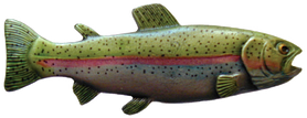 Rainbow Trout Knob Hand-tinted Antique Pewter left Side/faces Right  NHK-148-PHT-L  in Pewter Hand Tinted