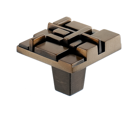 Offset Square Knob 1 1/2'' C-OF01  in Antique Brass