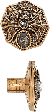 Spider Knob 7153 with  Tourm., Black Diamond, Light Colorado & Smoke Topaz  in Museum Gold Plate
