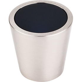 Black Crystal Center Knob 1 1/16''   TK129  in Brushed Satin Nickel Shell