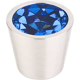 Blue Crystal Center Knob 3/4''   TK132  in Brushed Satin Nickel Shell