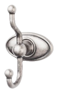 Edwardian Bath Double Hook Oval Backplate in Antique Pewter ED2APC