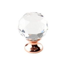 Zinc die cast Knob, 1-1/2" dia.   18905-RGCRY in Polised Rose Gold Crystal