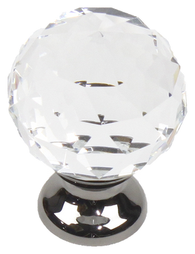 30mm Transparent Faceted Knob Matte Black brass base 18905-NBCS in Matte Black