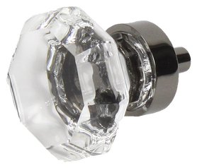 35mm Transparent Knob with zinc Matte Black base 29917-NBC in Matte Black