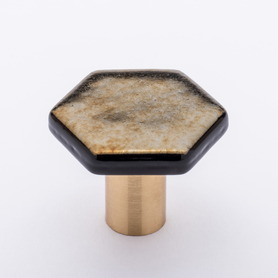 Hexagon Irid Gold Black Knob with Sb Base K-1703-SB