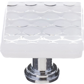Texture Honeycomb White Knob with Polished Chrome Base K-900-PC