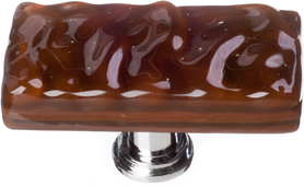 Glacier Woodland Brown Long Knob with Polished Chrome Base LK-209-PC