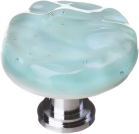Glacier Light Aqua Round Knob with Polished Chrome Base R-208-PC