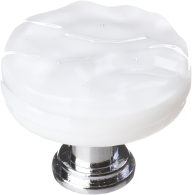 Glacier White Round Knob with Polished Chrome Base R-212-PC