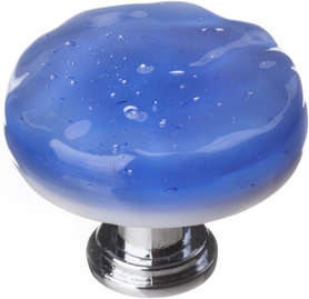 Glacier Sky Blue Round Knob with Polished Chrome Base R-219-PC