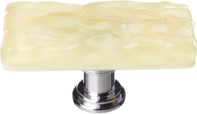 Skinny Glacier Pale Yellow Long Knob with Polished Chrome Base SLK-222-PC