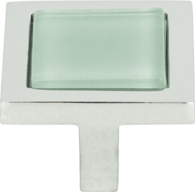 Spa Green Square Knob 1 3/8'' Polished Chrome 230-GR-CH