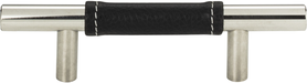 Zanzibar Black Leather Pull 3'' cc Polished Chrome 280-BL-CH