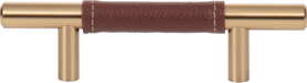 Zanzibar Brown Leather Pull 3'' cc Warm Brass 280-OW-WB