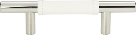 Zanzibar White Leather Pull 3'' cc Polished Chrome 280-WT-CH