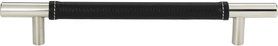 Zanzibar Black Leather Pull 6 5/16'' cc Polished Chrome 281-BL-CH