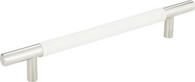 Zanzibar White Leather Pull 6 5/16'' cc Polished Chrome 281-WT-CH