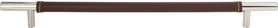 Zanzibar Brown Leather Pull 11 5/16'' cc Polished Chrome 282-OW-CH