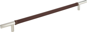 Zanzibar Brown Leather Pull 11 5/16'' cc Polished Chrome 282-OW-CH