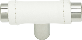 Zanzibar White Leather Knob 1 7/8'' Polished Chrome 288-WT-CH