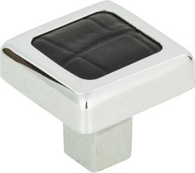 Paradigm Square Knob 1 1/4'' CH & Black Croc Leather 3149-CROC