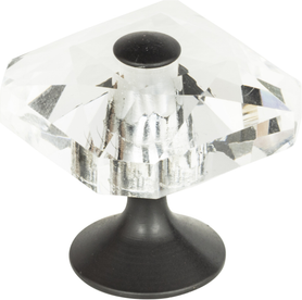 Crystal Large Square Knob 1 1/2'' Matte Black 3209-BL
