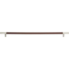 Zanzibar Brown Appliance Pull 17'' cc Leather Brushed Nickel AP05-OW-BRN