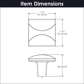 Crest Collection Knob 1-1/4'' Square Chrome Finish H076127-CH