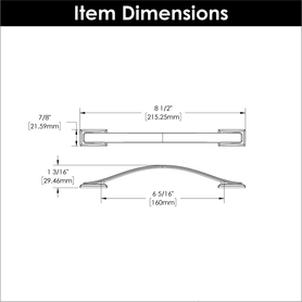 Dover Collection Pull 6-5/16'' cc Satin Nickel Finish H078773SN