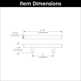 Bar Pulls Collection Pull 3'' cc Stainless Steel Finish HH075593-SS
