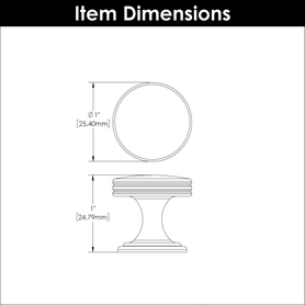 American Diner Collection Knob 1'' Diameter Brushed Golden Brass Finish P2140-BGB