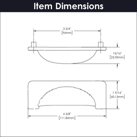 Craftsman Collection Cup Pull 3-3/4'' cc Black Iron Finish P2174-BI