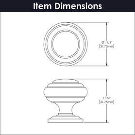 Zephyr Collection Knob 1-1/4'' Diameter Oil-Rubbed Bronze Highlighted Finish P2283-OBH