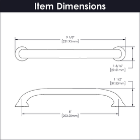 Zephyr Collection Appliance Pull 8'' cc Oil-Rubbed Bronze Highlighted Finish P2288-OBH