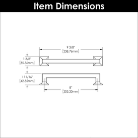 Studio Collection Appliance Pull 8'' cc Polished Nickel Finish P3017-14