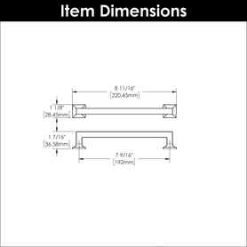Studio Collection Pull 7-9/16'' cc Satin Nickel Finish P3019-SN