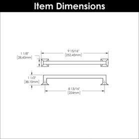 Studio Collection Pull 8-13/16'' cc Polished Nickel Finish P3026-14