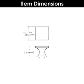 Studio Collection Knob 1-1/4'' Square Matte Black Finish P3028-MB