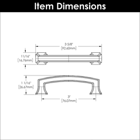 Bridges Collection Pull 3'' cc Matte Black Finish P3231-MB