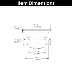 Bridges Collection Cup Pull 3'', 3-3/4'' & 5-1/16'' (128mm) cc Brushed Golden Brass Finish P3234-BGB