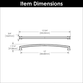 Bridges Collection Pull 12'' cc Matte Black Finish P3238-MB