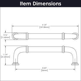 Cottage Collection Pull 3-3/4'' cc Black Mist Finish P3381-BM