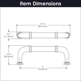 Cottage Collection Pull 3'' cc Satin Nickel Finish P3382-SN