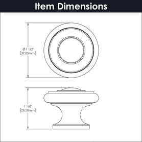 Cottage Collection Knob 1-1/2'' Diameter Matte Black Finish P3501-MB