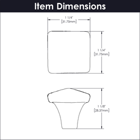 Carbonite Collection Knob 1-1/4'' Square Black Iron Finish P3670-BI