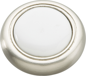 Tranquility Collection Knob 1-1/4'' Diameter Satin Nickel with White Finish P710-SNW