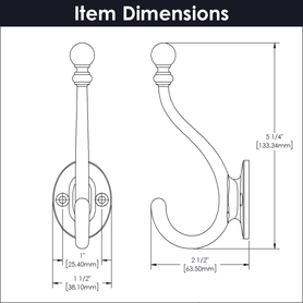 Cottage Collection Coat & Hat Hook 5-1/4'' Long Vintage Bronze Finish S077194-VB
