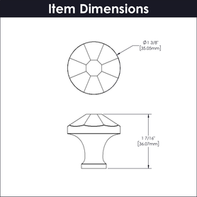 Facette Collection Knob 1-3/8'' diam Champagne Bronze Finish B053134-CBZ
